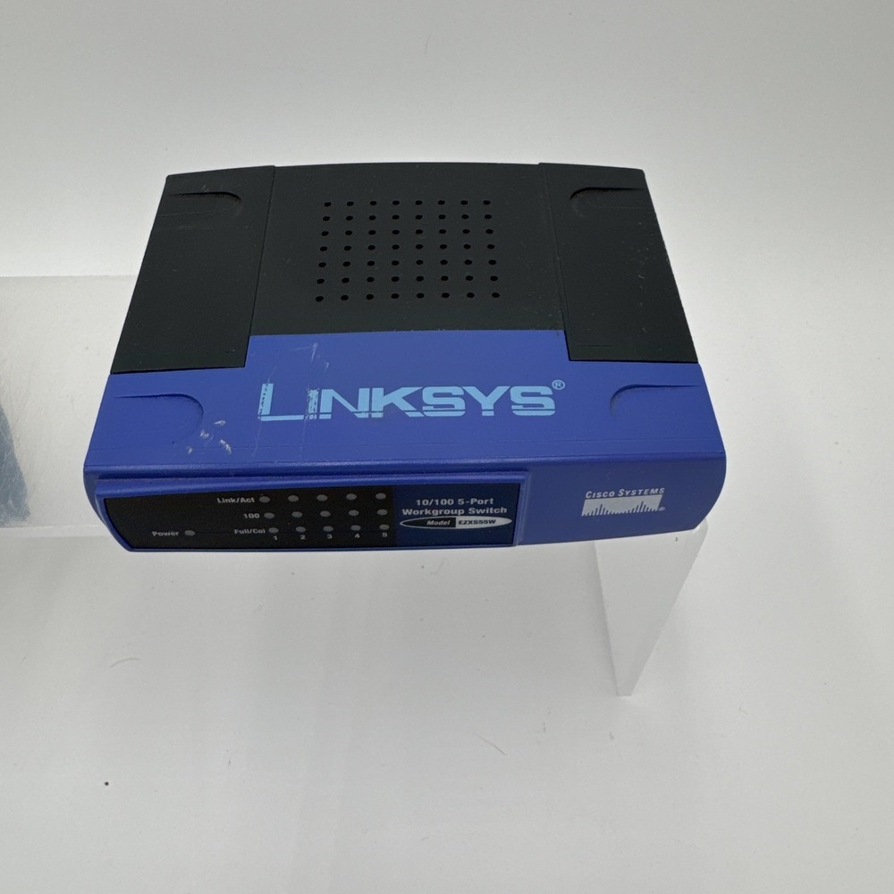 Linksys 5-Port 10/100 Workgroup Switch‎ EZXS55W Blue Black with Power Adapter